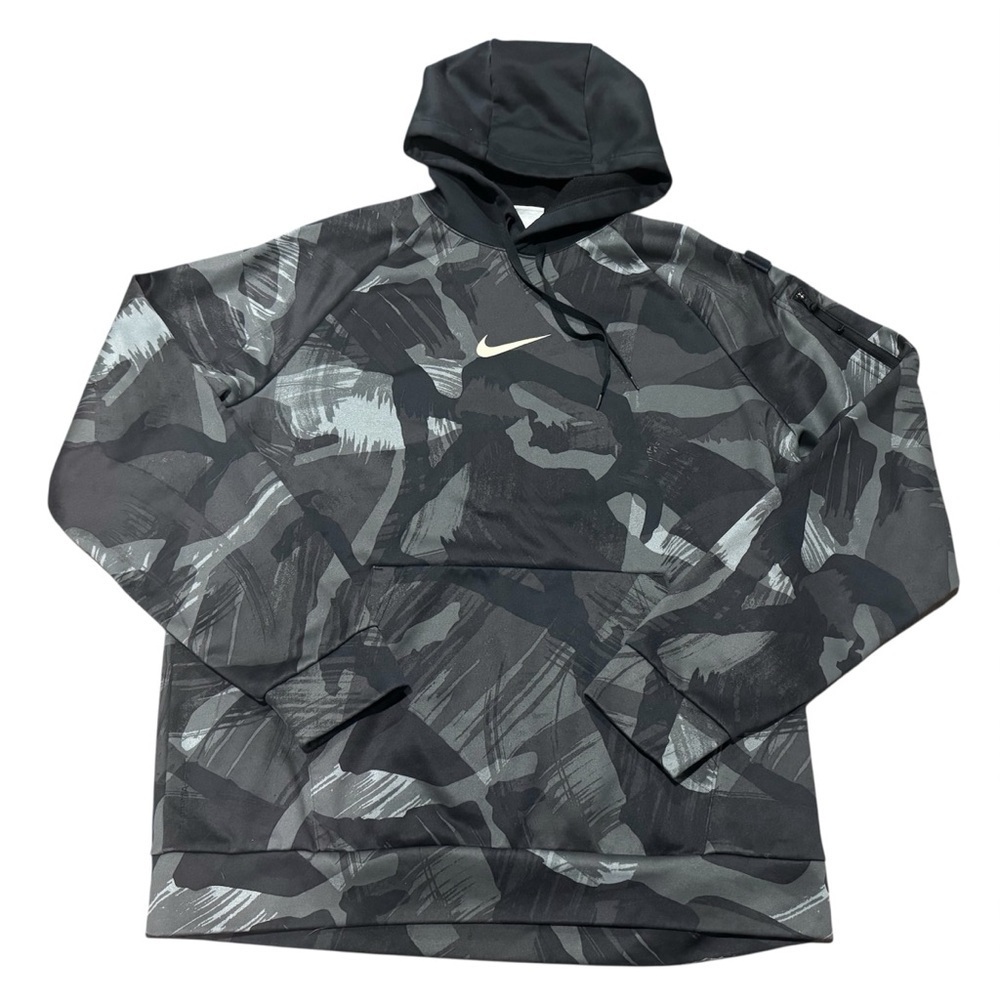 Nike Therma-Fit Brushstroke Camo Performance Hoodie Men’s Size Large Gray Black